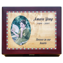 Load image into Gallery viewer, Large/Adult 230 Cubic Inches Burlwood Treasure Chest Cremation Urn for Ashes
