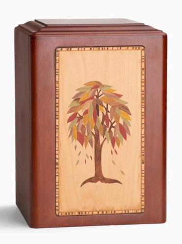 At Peace Memorials Adorn Eternal Tree Wooden Cremation Urn for ashes (210 cubic inches)