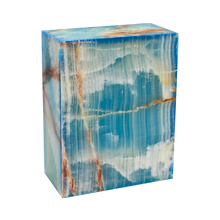 Load image into Gallery viewer, Large/Adult 220 Cubic Inches Eternity Onyx Aquamarine Rectanglular Cremation Urn

