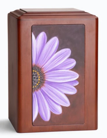 At Peace Memorials Adorn Flower Wooden Cremation Urn for ashes (210 cubic inches)