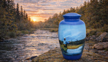 Load image into Gallery viewer, Fly Fishing 220 Cubic Inches Large/Adult Funeral Cremation Urn for  Ashes
