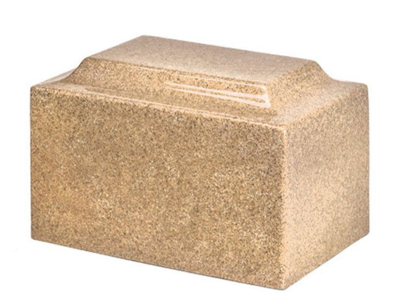 Classic Golden Sand Granite Adult Funeral Cremation Urn, 210 Cubic Inches TSA Approved