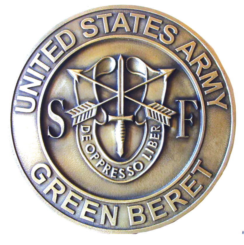 Green Beret Medallion for Box Cremation Urn/Flag Case - 2 Inch Diameter