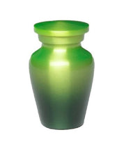 Load image into Gallery viewer, At Peace Memorials Classic Alloy Cremation Urn -Ombre Green - Keepsake 3 Cubic Inches
