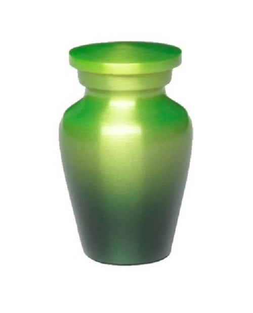 At Peace Memorials Classic Alloy Cremation Urn -Ombre Green - Keepsake 3 Cubic Inches