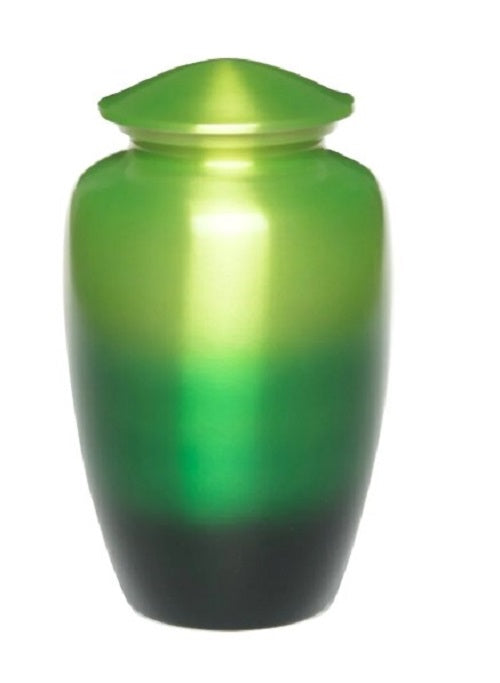 At Peace Memorials Classic Alloy Cremation Urn -Ombre Green - Adult 200 Cubic Inches