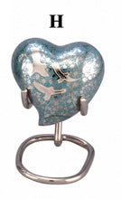 Load image into Gallery viewer, Small/Keepsake 5 Cubic Inches Ethnic Heart Dome Top Wings to Eternity-Blue Brass Funeral Cremation Urn
