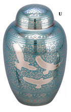 Load image into Gallery viewer, Large/Adult 200 Cubic Inches Ethnic Dome Top Wings to Eternity-Blue Brass Funeral Cremation Urn
