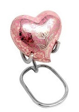 Load image into Gallery viewer, Small/Keepsake 5 Cubic Inches Ethnic Dome Heart Pink Eternal Rose Brass Funeral Cremation Urn
