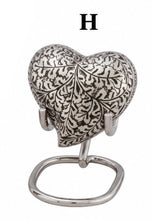 Load image into Gallery viewer, Small/Keepsake 5 Cubic Inches Heart Marvel Holly-Leaved Oak Brass Funeral Cremation Urn
