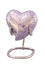 Load image into Gallery viewer, Small/Keepsake 5 Cubic Inches Heart Sheen Purple Rose Brass Funeral Cremation Urn
