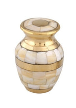 Load image into Gallery viewer, Small/Keepsake 4 Cubic Inches Adore Mother of Pearl Brass Funeral Cremation Urn
