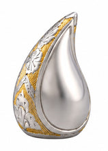 Load image into Gallery viewer, Small/Keepsake Gold and Silver Infinity Eternal Teardrop Funeral Cremation Urn
