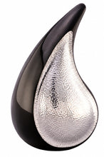 Load image into Gallery viewer, Large/Adult 200 Cubic Inches Infinity Eternal Teardrop Black and Silver Funeral Cremation Urn
