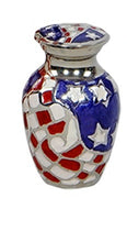 Load image into Gallery viewer, Small/Keepsake 4 Cubic Inches Military American Flag Brass Funeral Cremation Urn
