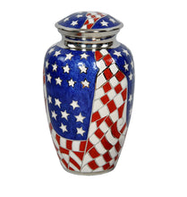 Load image into Gallery viewer, Large/Adult 200 Cubic Inches Military American Flag Brass Funeral Cremation Urn

