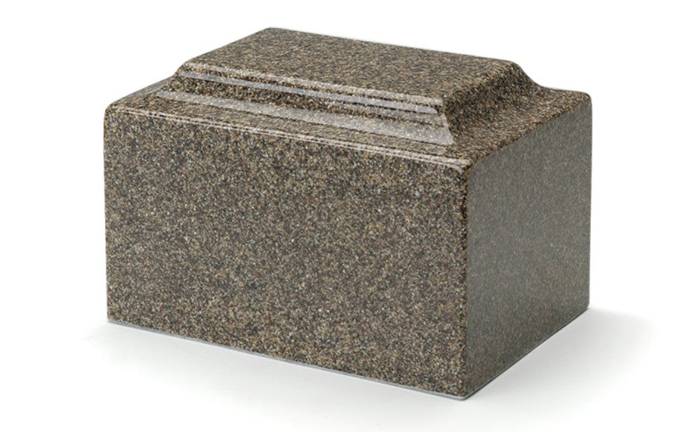Classic Kodiak Brown Granite Adult Funeral Cremation Urn, 210 Cubic Inches TSA Approved