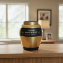 Load image into Gallery viewer, Large/Adult 200 Cubic Inches Luxa Stone Brass Cremation Urn for Ashes
