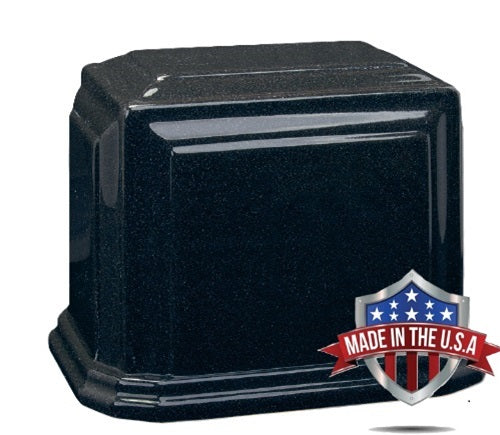 At Peace Memorials Companion Cultured Marble Urn for Ashes (Black) 600 CI TSA Approved