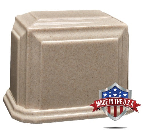 At Peace Memorials Companion Cultured Marble Urn for Ashes (Cream) 600 CI TSA Approved