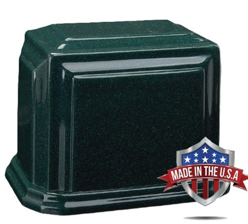 At Peace Memorials Companion Cultured Marble Urn for Ashes (Emerald Green) 600 CI TSA Approved