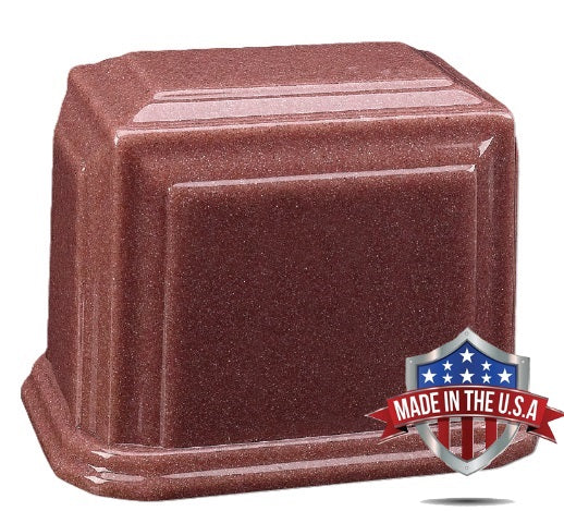 At Peace Memorials Companion Cultured Marble Urn for Ashes (Raspberry Rose) 600 CI TSA Approved