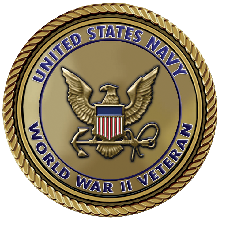 Navy WWII Vet v1 Medallion for Box Cremation Urn/Flag Case -  2 Inch Diameter