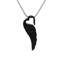 Load image into Gallery viewer, At Peace Memorials Onyx/Pewter Wings of Eternity Cremation Pendant
