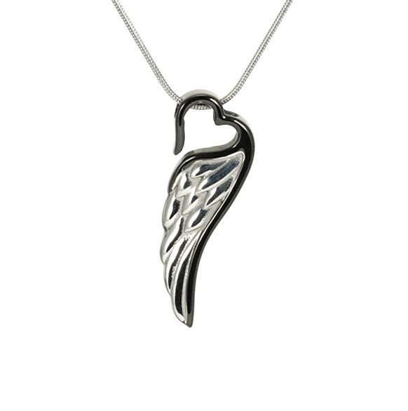 At Peace Memorials Onyx/Pewter Wings of Eternity Cremation Pendant