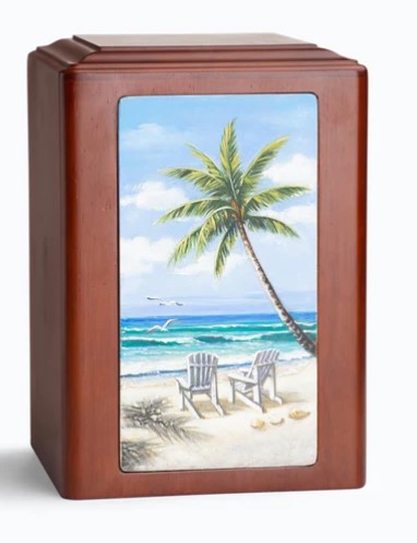 At Peace Memorials Adorn Paradise Wooden Cremation Urn for ashes (210 cubic inches)