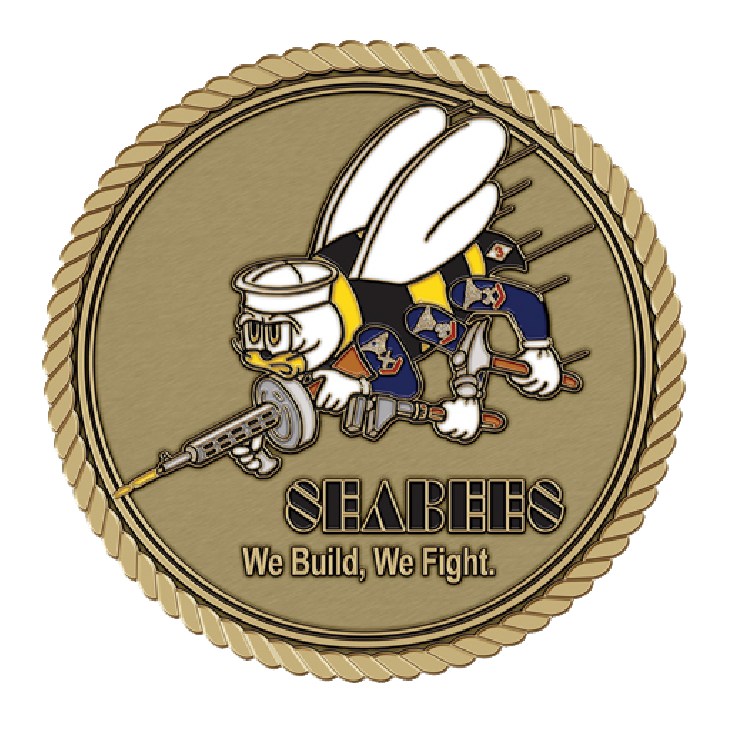 Seabees – colored Medallion Medallion for Box Cremation Urn/Flag Case -  4 Inch Diameter