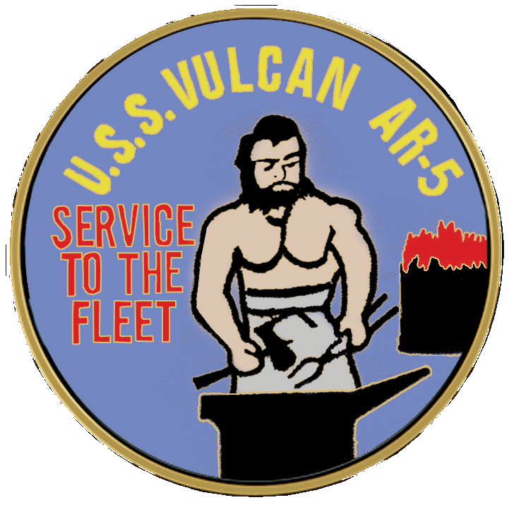 USS Vulcan Medallion for Box Cremation Urn/Flag Case - 2 Inch Diameter