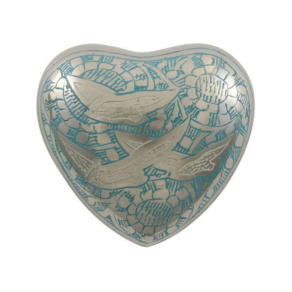 Solid Brass Guided Light Heart Keepsake Funeral Cremation Urn, 3 Cubic Inches