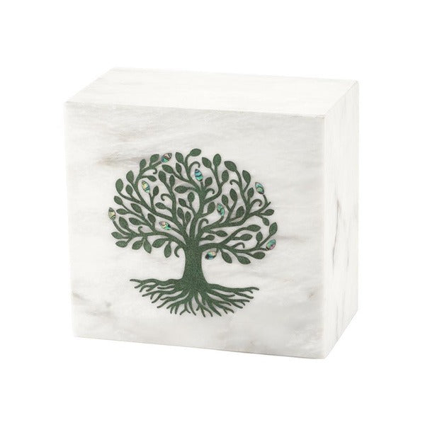 Monumental Memorials Tree of Life Green White Marble Cremation Urn 200 CI