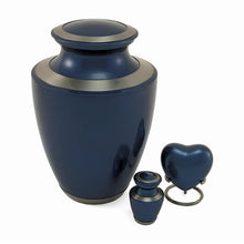 Load image into Gallery viewer, Adult 200 Cubic Inch Brass Blue Funeral Cremation Urn for Ashes
