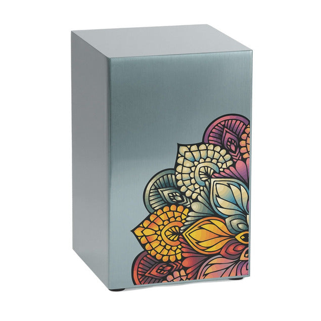 At Peace Memorials Life Canvas Mandala Pewter Companion Urn LEFT SIDE 200 CI