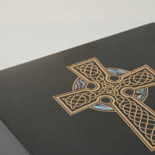 Load image into Gallery viewer, Monumental Memorials Celtic Cross Gold Black Marble Cremation Urn 200 CI
