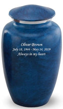 Load image into Gallery viewer, At Peace Memorials Classic Blue Cremation Urn for ashes 200 CI
