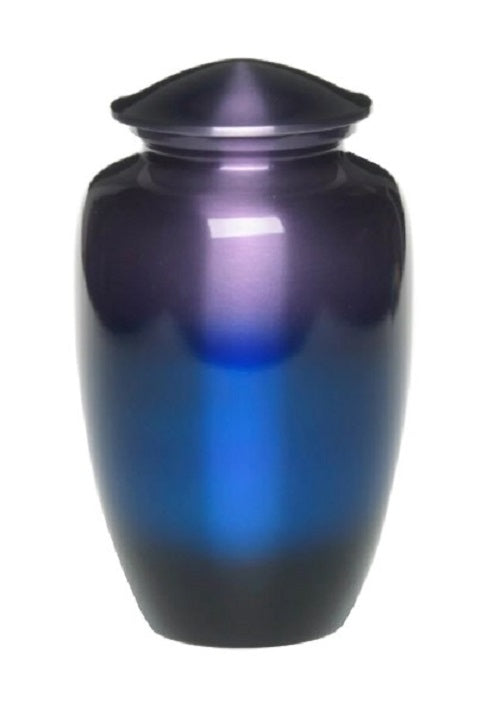 At Peace Memorials Classic Alloy Cremation Urn -Ombre Blue Purple - Adult 200 Cubic Inches
