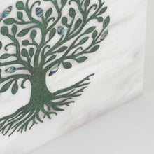 Load image into Gallery viewer, Monumental Memorials Tree of Life Green White Marble Cremation Urn 200 CI
