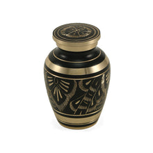 Load image into Gallery viewer, Black Brass Keepsake Funeral Cremation Urn for Ashes, 5 Cubic Inches
