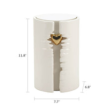Load image into Gallery viewer, At Peace Memorials Heart Column White Large/Adult Cremation Urn 230 CI
