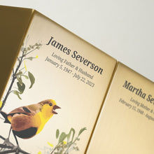 Load image into Gallery viewer, At Peace Memorials Life Canvas Birds Bronze Companion Urn LEFT SIDE 200 CI
