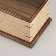 Load image into Gallery viewer, Large Cremation Urn for ashes, 200 Cubic Inches - Fairfax, Maple and Walnut
