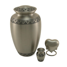 Load image into Gallery viewer, New, Solid Brass Eterna Pewter Large Funeral Cremation Urn, 190 Cubic Inches
