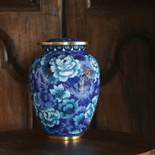Load image into Gallery viewer, At Peace Memorials Elite Floral Blue Large/Adult Cremation Urn 210 Cubic Inches
