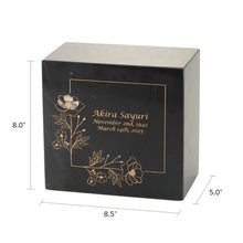 Load image into Gallery viewer, Monumental Memorials Wildflower Gold Black Marble Cremation Urn 200 CI
