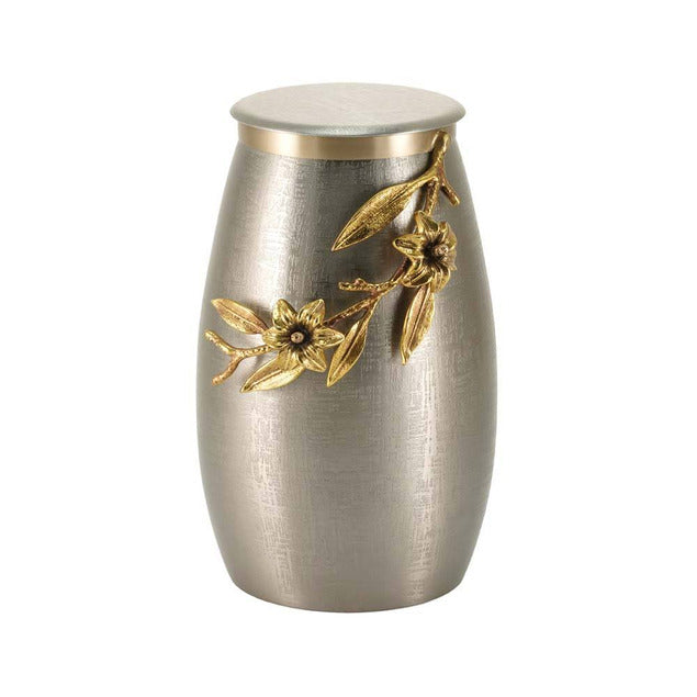 At Peace Memorials Meadow Song Lily Pewter/Bronze, Cremation urn for ashes 205 Cubic inches