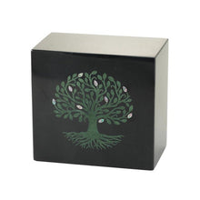 Load image into Gallery viewer, Monumental Memorials Tree of Life Green Black Marble Cremation Urn 200 CI
