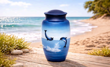 Load image into Gallery viewer, Frolicking Dolphins 210 Cubic Inches Large/Adult Cremation Urn for Ashes
